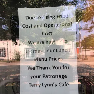 This is the sign on the door but remember they shut down at 10:00 am, and you can order at 10:30