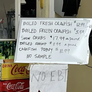 Crawfish pricing as of 2/11/2024.  Whew !