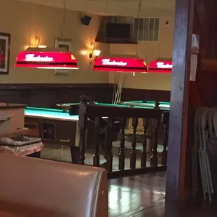 pool table and tv