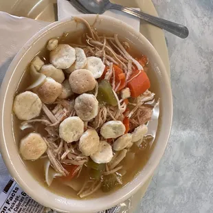 Delish homestyle chicken soup. Bowl of Soup was flavorful and HOT. Perfect for a cold day!