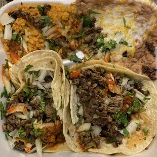 Carne asada taco plate