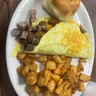 Western Omellete with turkey sausage and cheddar