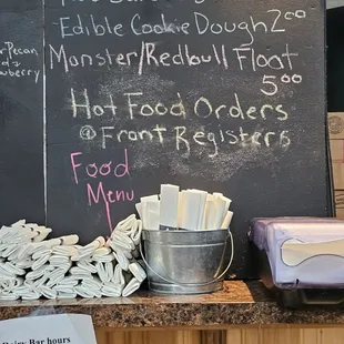 Pizza orders are taken at the front register