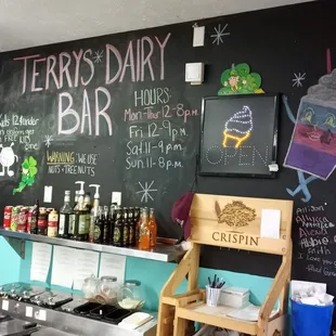 Menu board from the shake bar