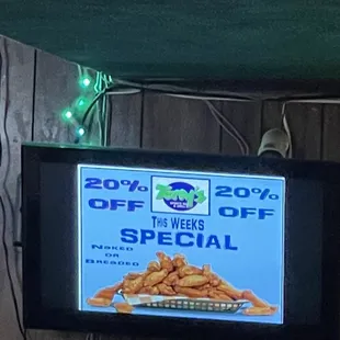 a tv screen displaying a special offer