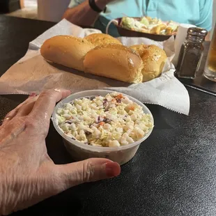 Today's dinners. Sirloin tips and fried gulf shrimp. I couldn't believe how many shrimp I got!