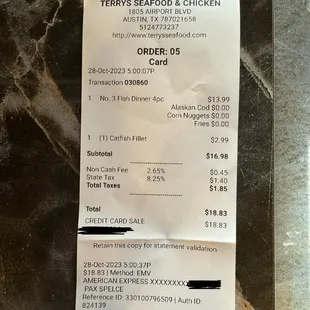 Non-cash fee is 2.65%