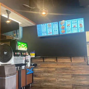 Menu and fountain drinks station