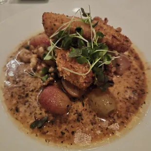 Pumpkin fritada with grape and watercress.  Mmm-mm.