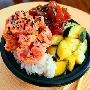 Spicy poke and cucumber salad! The best!!