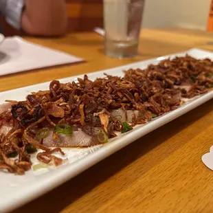 Tuna Sashimi with fried onions