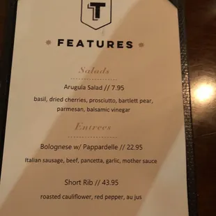 a menu for a restaurant