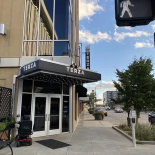 the entrance to the restaurant