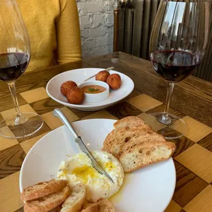 Ricotta (front) and arancini (back)