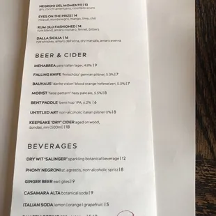 Drink Menu