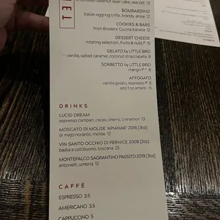 Dessert Menu