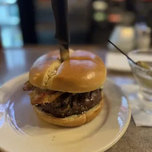 Blue Moon Over Richfield burger...blue cheese and mushrooms (I added bacon)