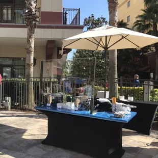 a table set up for breakfast