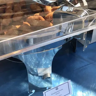 a tray of donuts on a table