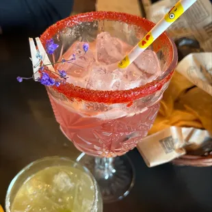a margarita with a straw