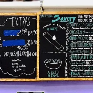 Sweet and Savory Crepe menu. 21 Aug 2021