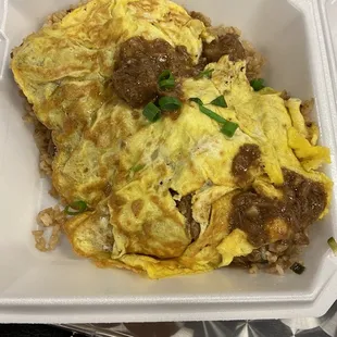 Adobo Fried Rice Omelette