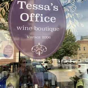 a sign in the window