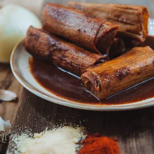 All beef hot tamales made with pure ground chuck, fresh onions, and spices