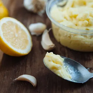Gar'live. Whipped garlic and olive oil spread.
