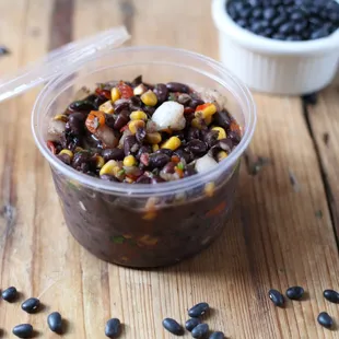 Black bean and corn salsa. Made with organic black beans and corn.