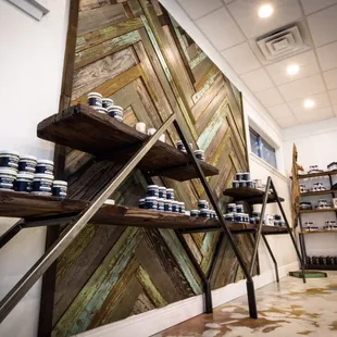 shelves with jars of gourmet