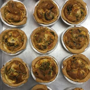 Homemade quiche. Available in two sizes.