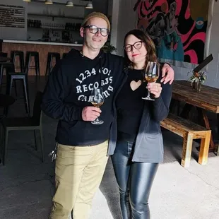 Chandran Param, Tasting Room Manager &amp; Kristie Tacey, Owner and Winemaker in the Tessier tasting room.