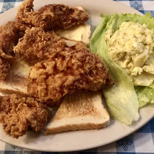 Chicken tender platter (subbed potato salad for steak fries)