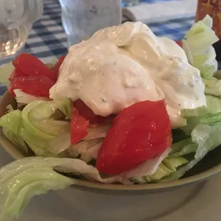 Side salad with housemade blue cheese dressing