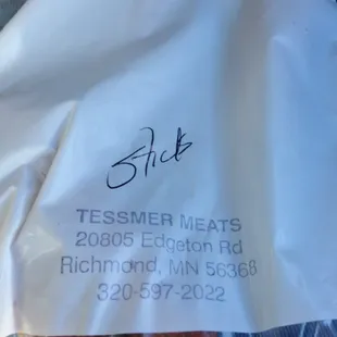 a bag of tessmer meats