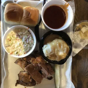 Turkey with mashed potatoes and Cole slaw