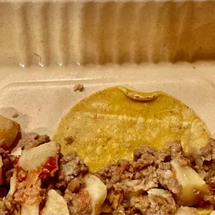 The sad looking Vegan Picadillo Taco, 12.9.2022.