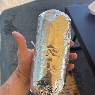 Huge surf and turf burrito. (Shrimp and carne asada)