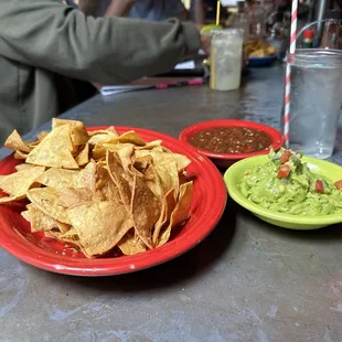 Chips, guacamole and salsa