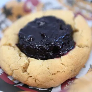 a cookie with jam on it