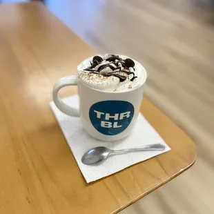 Double Dutch Mega chocolate latte (Oat milk included for Me)