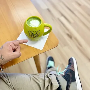 Midday Matcha Latte...Grinchmas Mug made an appearance for the photoshoot.