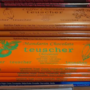 a stack of chocolate bars