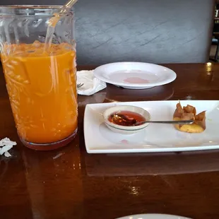 Thai Tea and crab rangoon