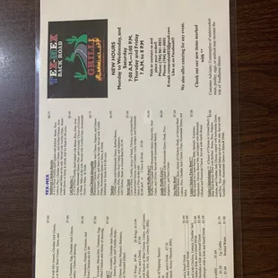 Menu back