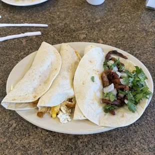Breakfast Tacos and Al Pastor Taco