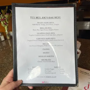 Drink menu