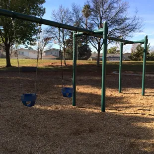 There are two tot swings and two bigger swings. The big swings were repaired while we were there.