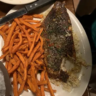 Blackened Redfish with Rice and a side